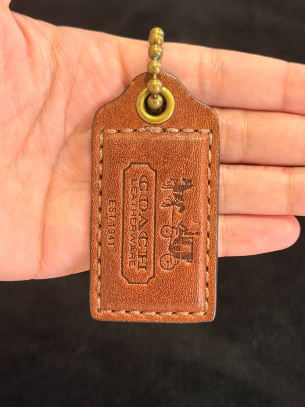 3" Large Y2K Coach Leather Key Fob Bag Charm Keychain Hang Tag/Hangtag